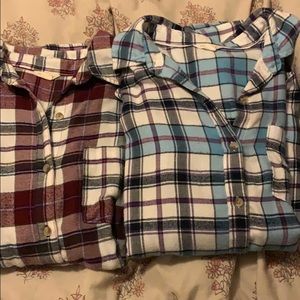 2 long sleeve flannel shirts